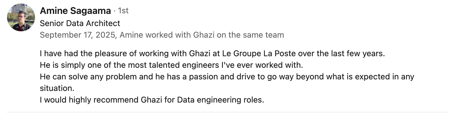 Amine LinkedIn Recommendation Screenshot
