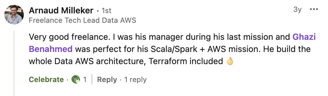 Arnauld LinkedIn Recommendation Screenshot